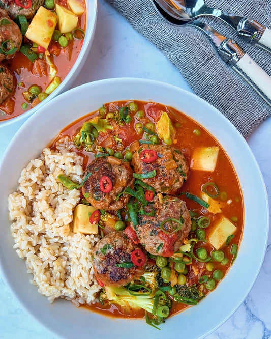 Easy Thai Red Curry with Herby Meatballs