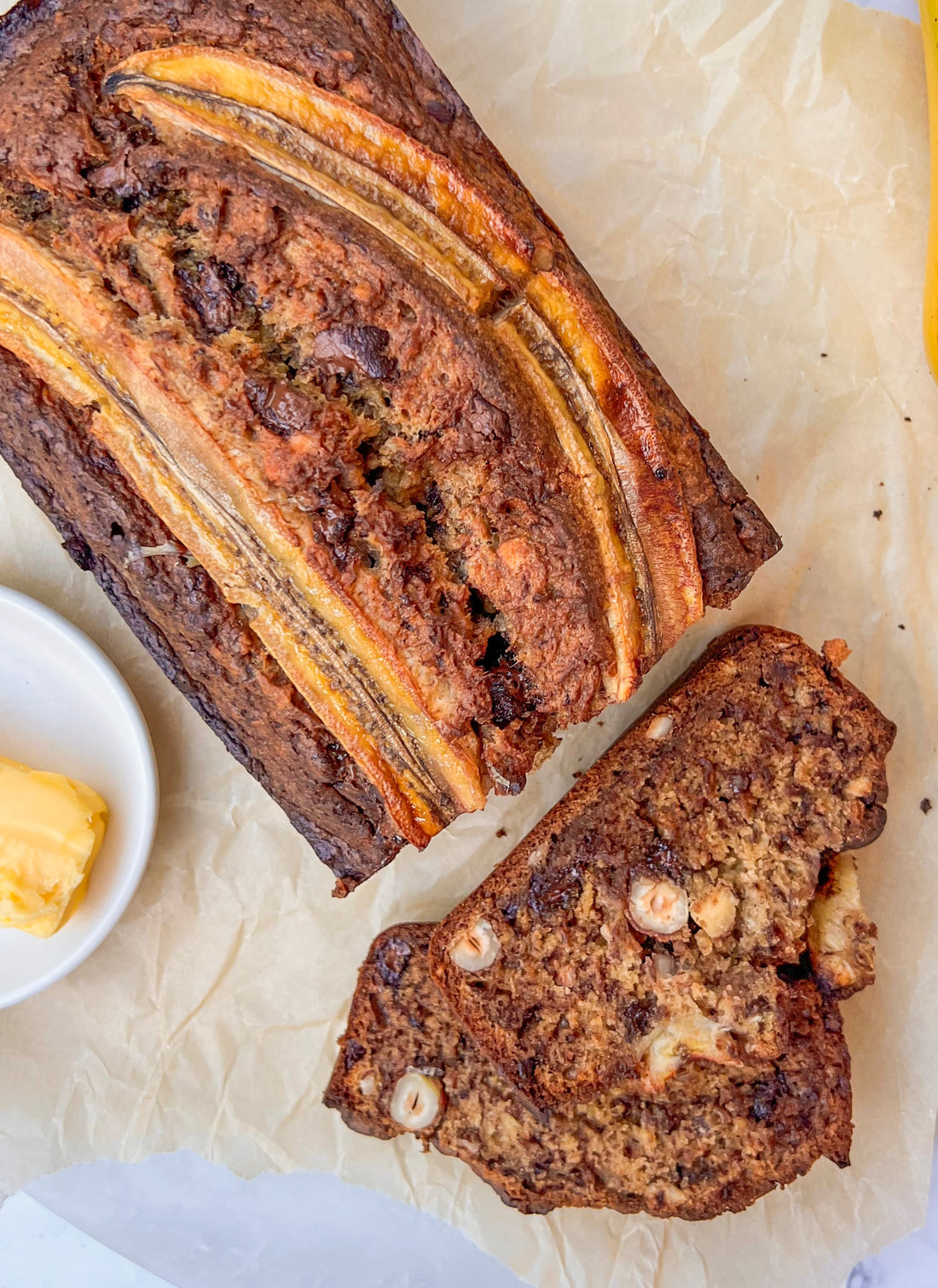 Banana, hazelnut & dark choc bread.