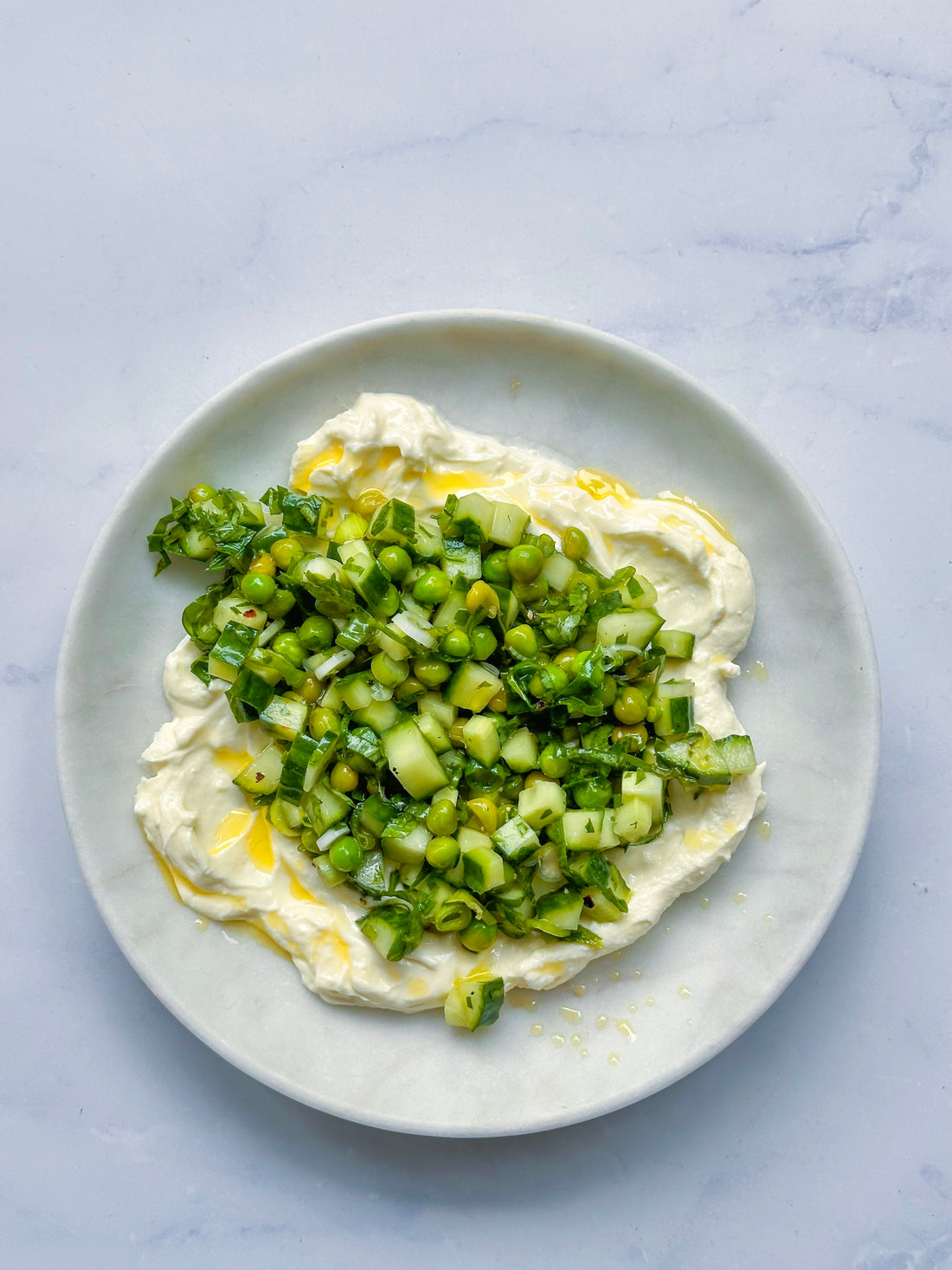 Cucumber salsa with whipped feta