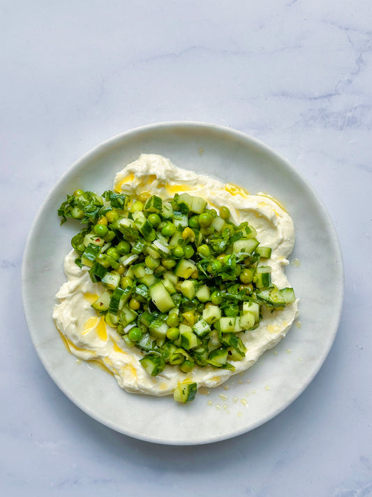 Cucumber salsa with whipped feta