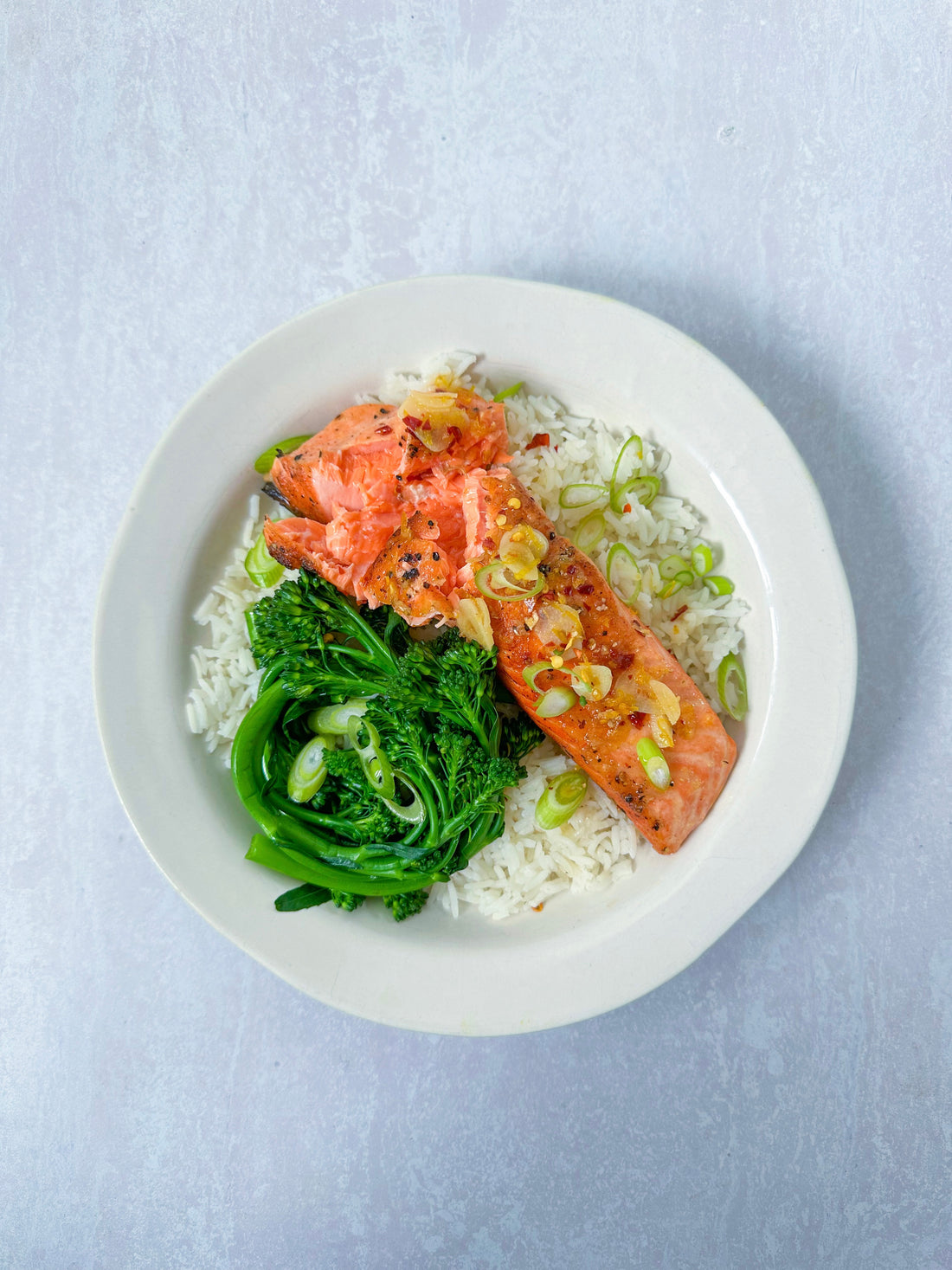 Hot honey zesty butter salmon bowls