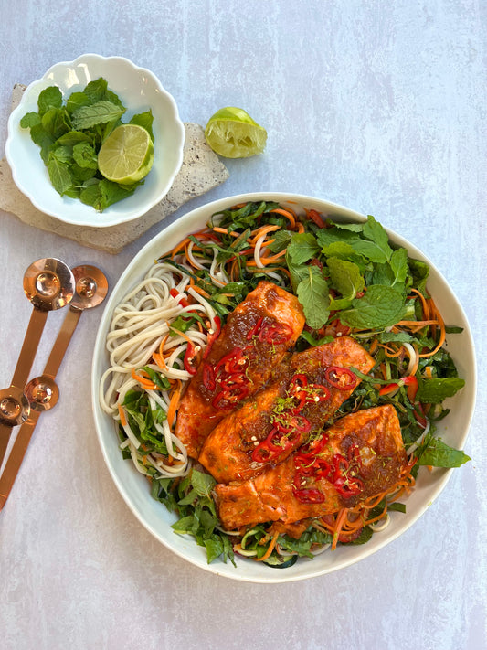 Tom Yum Salmon Noodle Salad