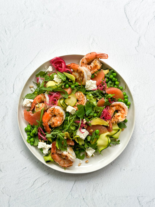 Cajun prawn, grapefruit and avocado salad