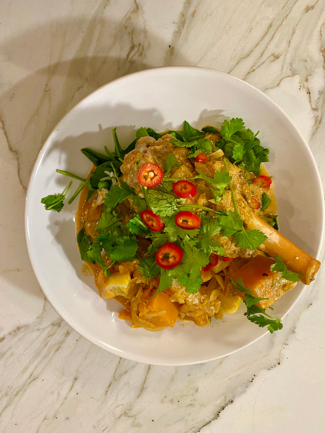 Slow Cooked Red Curry Lamb Shanks