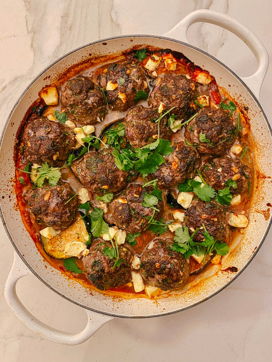 A Meatball, Eggplant, Kumara, Tomato Bake