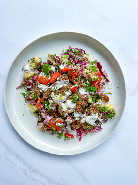 Herby beef koftas with a couscous salad