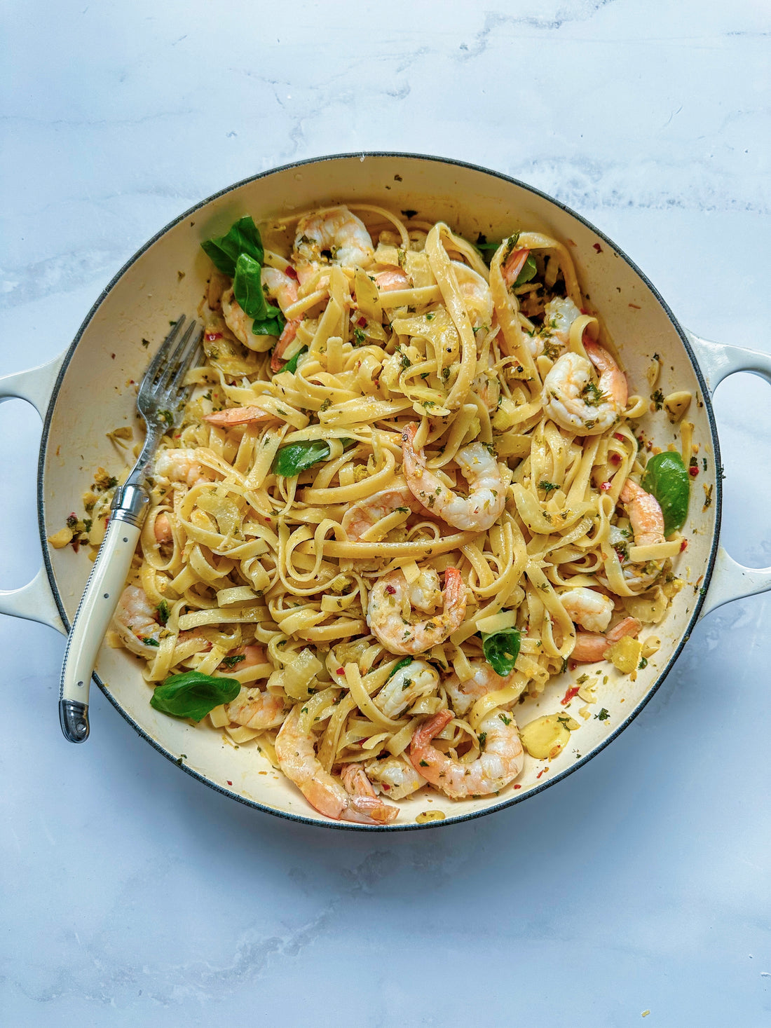 Buttery prawn and fennel pasta