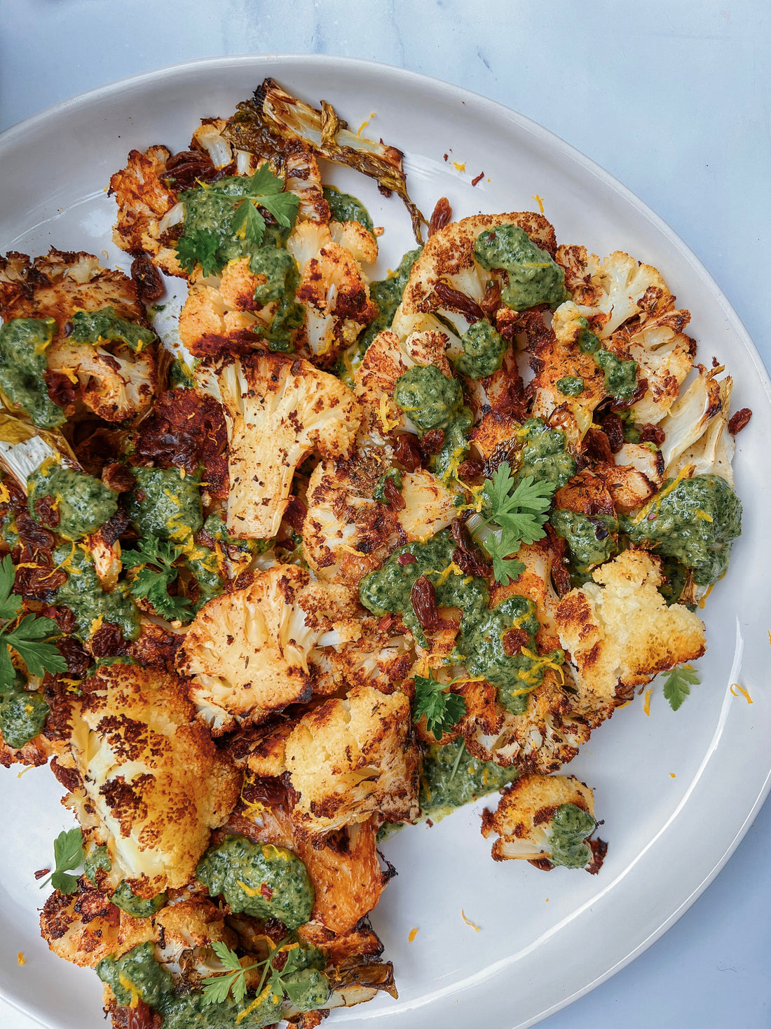 Cauliflower Steaks with a Parsley Pesto