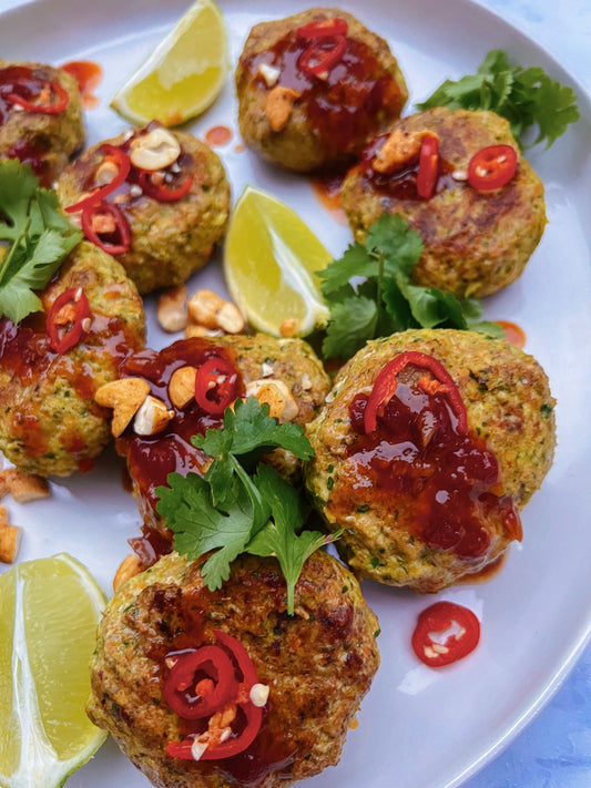 Thai inspired chicken mushroom carrot koftas