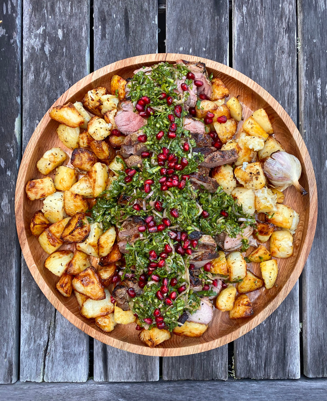 BBQ lamb with chermoula & crispy tatties