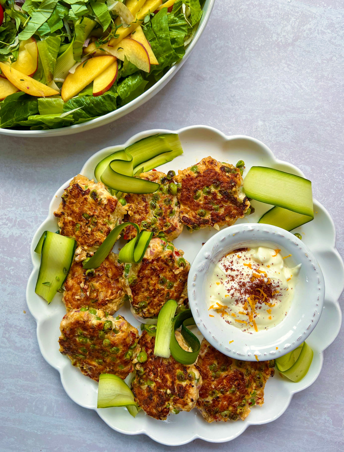 Harissa chicken, Parmesan and pea Pattie’s