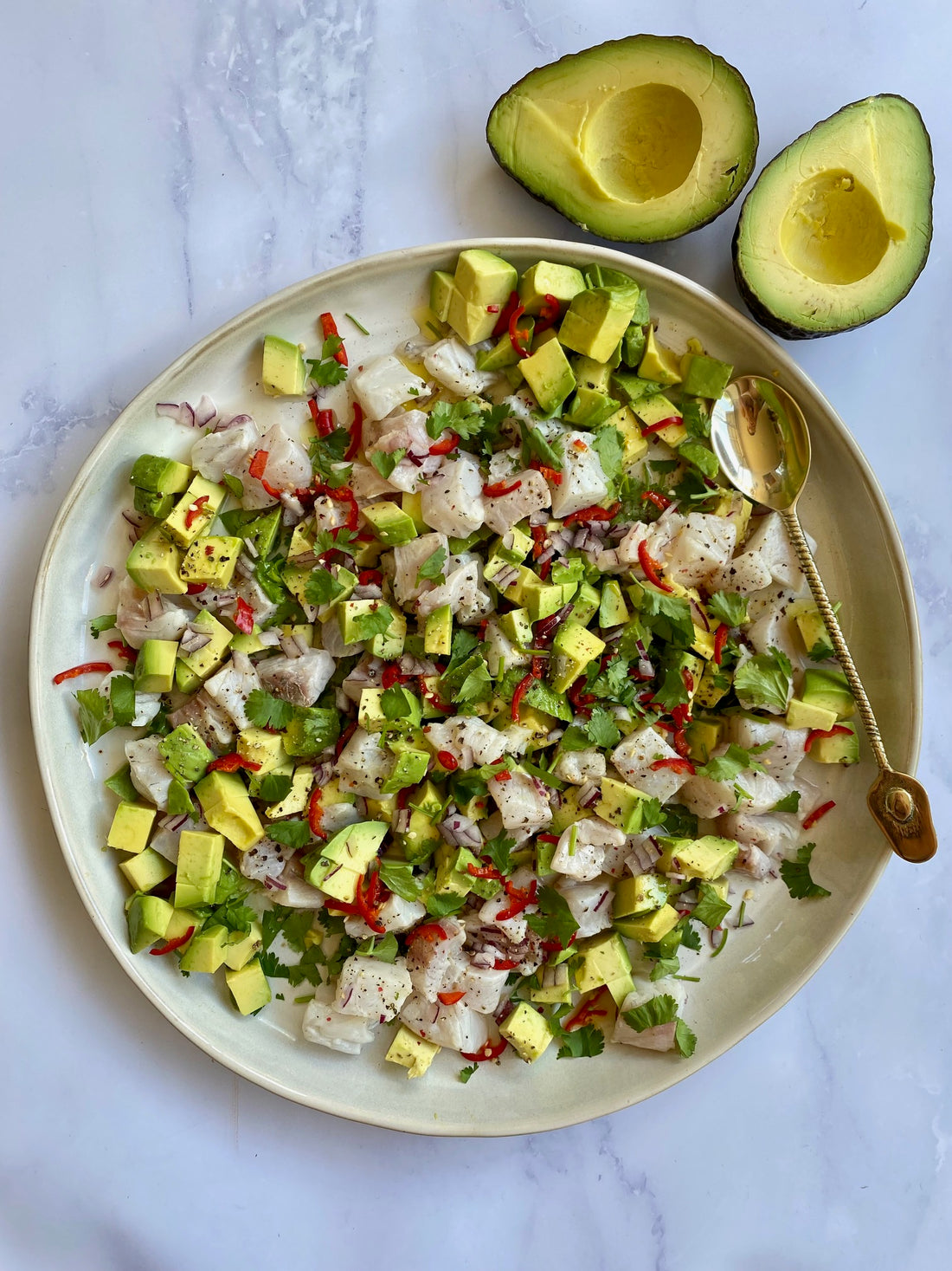 Avocado and snapper ceviche