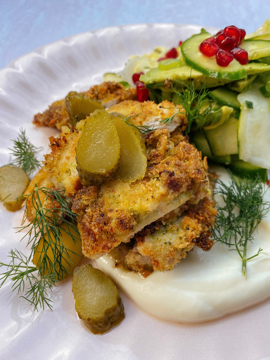 Crispy pesto crumbed chicken