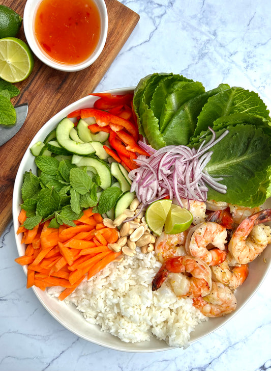 Vietnamese Inspired prawn and rice salad.