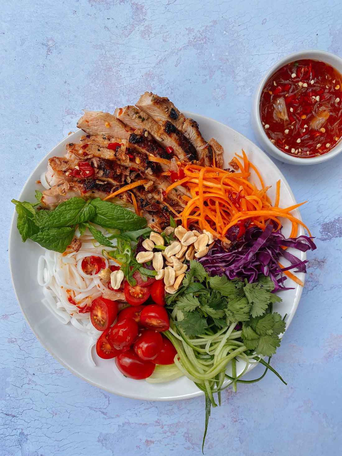 Vietnamese inspired pork noodle bowls.