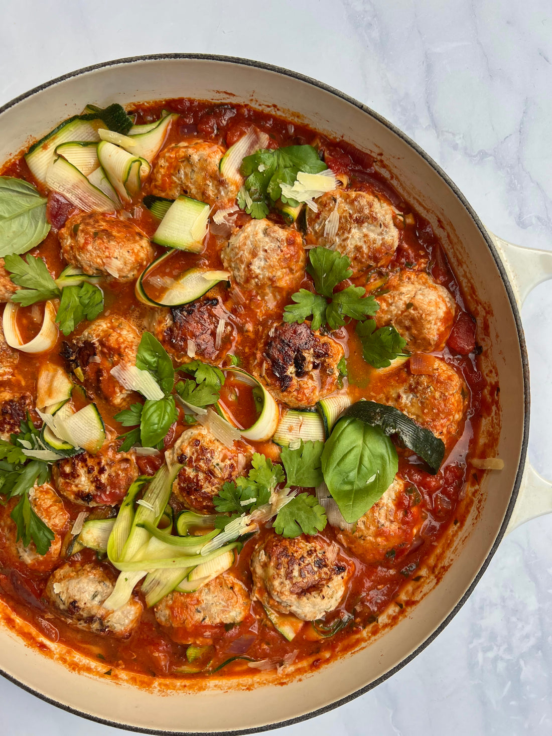 Ricotta pork meatballs with a rich tomato sauce